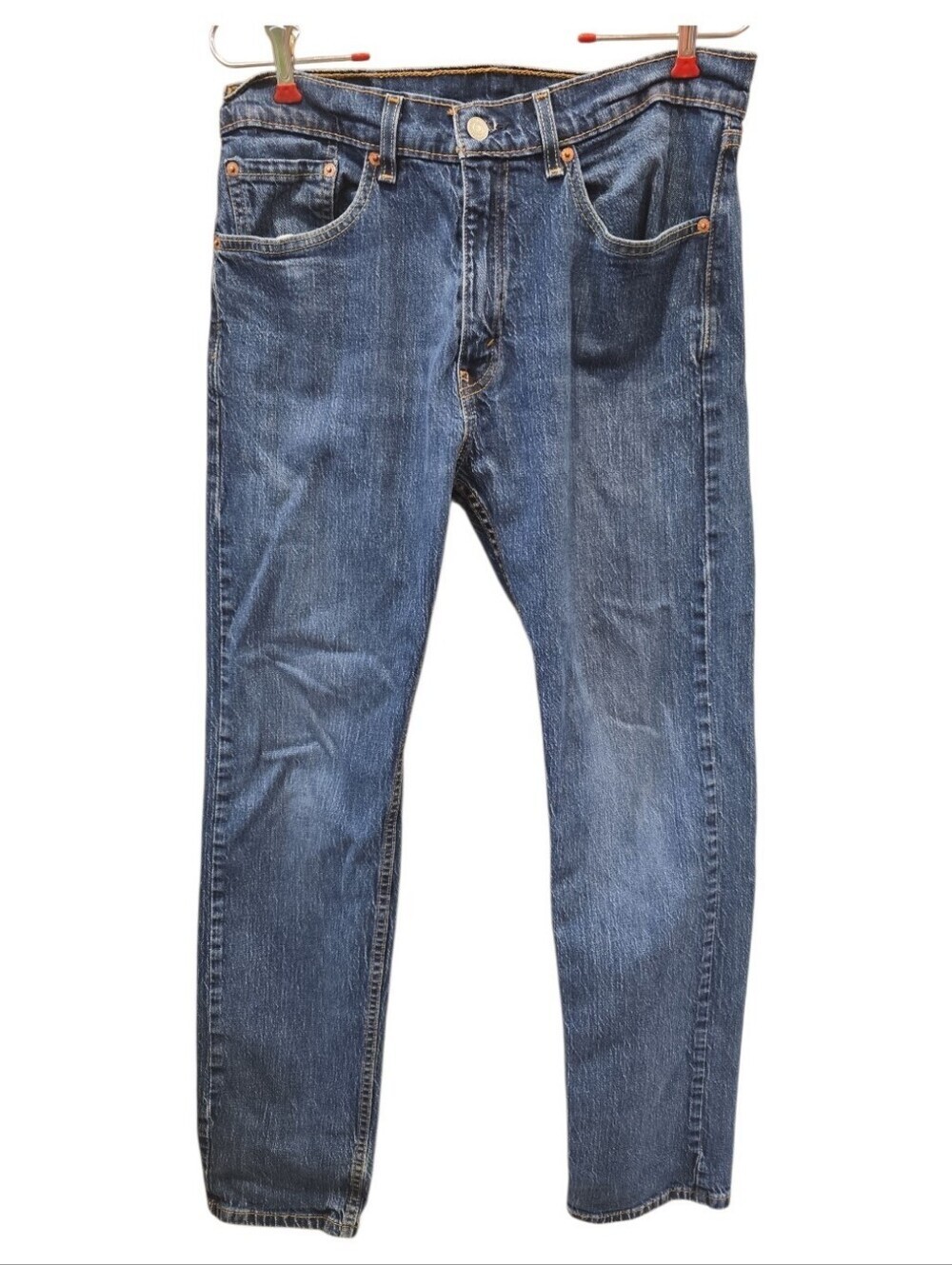 Levi’s Men’s Blue Denim Jeans Straight Fit Medium Wash 5-Pocket Cotton 32x32